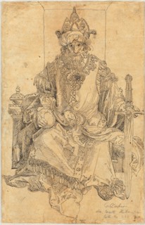 An Oriental Ruler Seated on His Throne, c. 1495. Creator: Albrecht Durer.