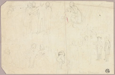 Sketches for Tristram Shandy (recto), 1796/1834. Creator: Thomas Stothard.