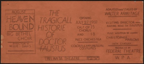 The Tragicall Historie of Doctor Faustus, Atlanta, 1937. Creator: Unknown.