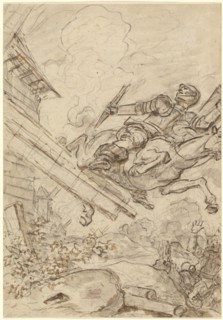 Don Quixote Attacking the Windmill, 1780s. Creator: Jean-Honore Fragonard.