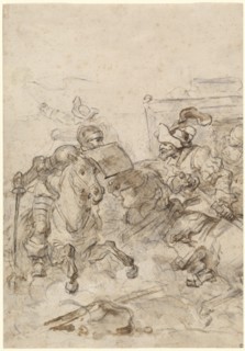 Don Quixote Attacking the Biscayan, 1780s. Creator: Jean-Honore Fragonard.