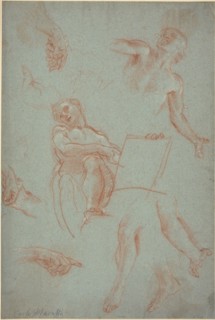 Sheet of Studies with Figures, Hands, and Feet. Creator: Agostino Masucci.