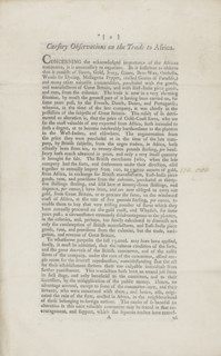 Cursory Observations on the Trade to Africa, 1778-05-04. Creator: Unknown.