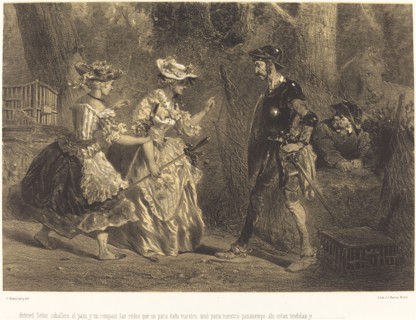 ...detened Señor caballero el paso..., c. 1855. Creator: Célestin Nanteuil.