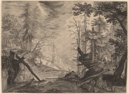 Three Hunters and Two Dogs near a Pool, 1609. Creator: Aegidius Sadeler II.