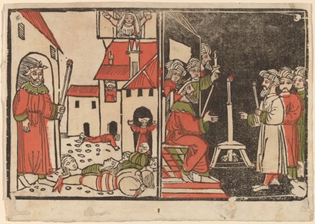 Massacre of the Firstborn and Egyptian Darkness, c. 1490. Creator: Unknown.