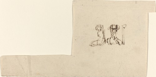 Two Seated Female Figures with Arms Lifted Overhead. Creator: John Flaxman.