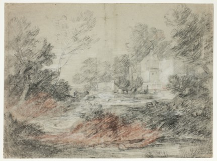 Landscape with Buildings by a Stream, 1782/86. Creator: Thomas Gainsborough.