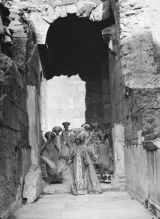 Kanellos dance group at ancient sites in Greece, 1929 Creator: Arnold Genthe.