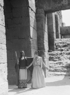 Kanellos dance group at ancient sites in Greece, 1929 Creator: Arnold Genthe.