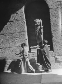 Kanellos dance group at ancient sites in Greece, 1929 Creator: Arnold Genthe.