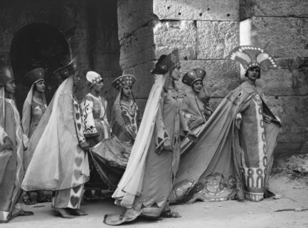 Kanellos dance group at ancient sites in Greece, 1929 Creator: Arnold Genthe.