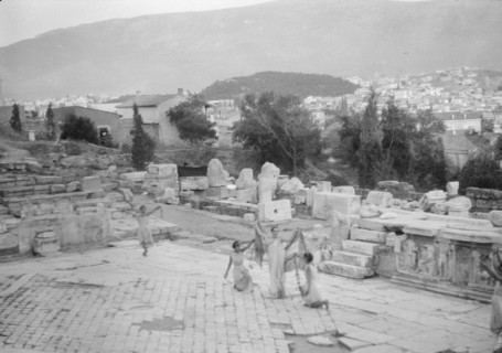Kanellos dance group at ancient sites in Greece, 1929 Creator: Arnold Genthe.