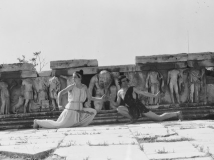 Kanellos dance group at ancient sites in Greece, 1929 Creator: Arnold Genthe.