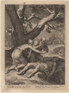 Adam and Eve Lamenting over the Corpse of Abel, 1604. Creator: Jan Saenredam.