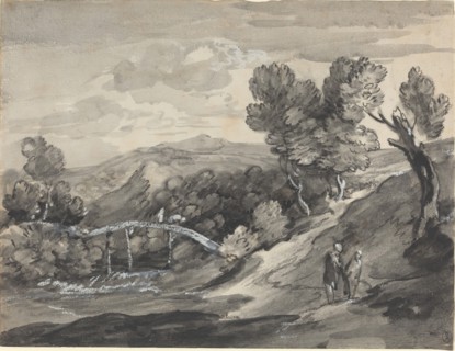 Wooded Upland Landscape with a Bridge, c. 1780. Creator: Thomas Gainsborough.