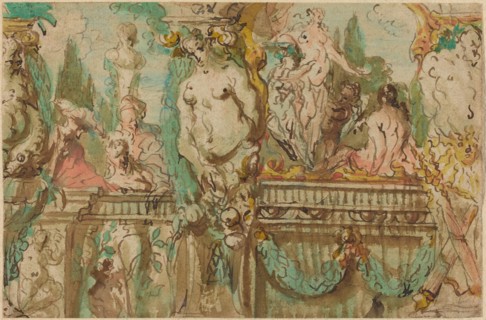 A Ceiling Design with Allegorical Figures. Creator: Johann Evangelist Holzer.