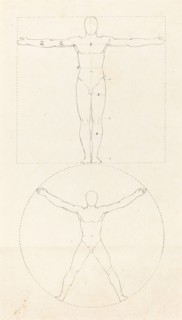 Circle and Square of the Human Figure, published 1829. Creator: George Scharf.