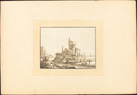 Landscape with a Round Tower, published 1782. Creator: Maria Catharina Prestel.