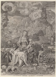 Virgin and Child in a Landscape. Creators: Aegidius Sadeler II, Albrecht Durer.