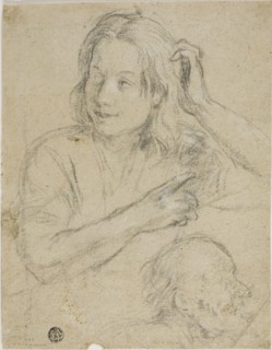 Boy with Hand on His Head and Profile of Old Man, n.d. Creator: Samuel Drummond.
