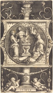 Emblem with Hope, Tribulation, Envy, and Tolerance, 1529. Creator: Master I. B..