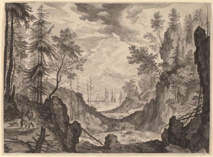 Woodland Scene with a Waterfall, probably c. 1609. Creator: Aegidius Sadeler II.