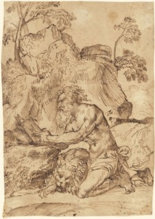 Saint Jerome Reading in the Wilderness, 1520/1525. Creator: Domenico Campagnola.