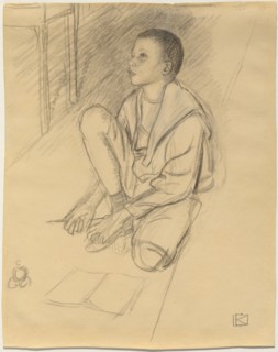 The Artist's Son Wolf Crouching on the Floor, 1900. Creator: Leopold Kalckreuth.