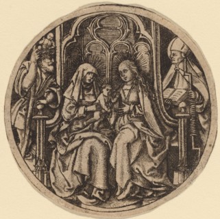 Madonna and Child with Saints Christopher and Erasmus, c. 1480. Creator: Unknown.