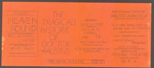 Poster from Atlanta production of Dr. Faustus (Theater), [193-]. Creator: Unknown.