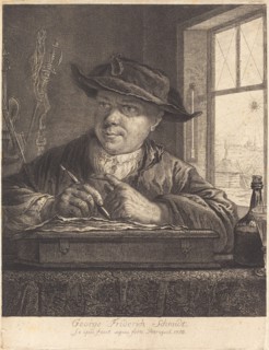 Self-Portrait with a Spider in the Window, 1758. Creator: Georg Friedrich Schmidt.