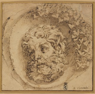 Head of a Faun in a Concave Roundel, probably c. 1595. Creator: Agostino Carracci.