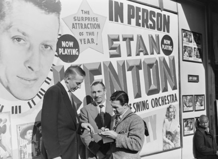 Portrait of Stan Kenton and Bob Gioga, 1947 or 1948. Creator: William Paul Gottlieb.