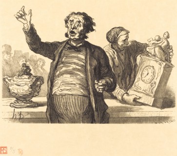 L'Hotel des Commissaires-priseurs: Le Crieur public, 1864. Creator: Charles Maurand.