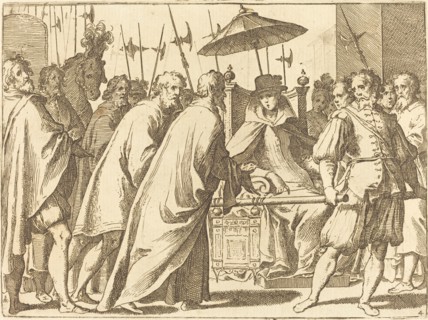 Margaret of Austria Being Carried in a Chaise, 1612. Creator: Raffaello Schiaminossi.