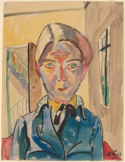 Self-Portrait in Front of Stairs (Selbst vor Treppe), 1922. Creator: Walter Gramatté.