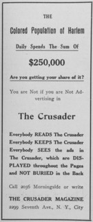 The Colored population of Harlem; The Crusader Magazine, 1918-1922. Creator: Unknown.