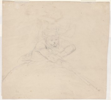 Study of Half-Length Figure with Pole [verso], 1849. Creator: Emanuel Gottlieb Leutze.