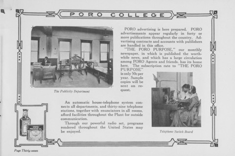 Poro College; The publicity department; Telephone switch board, 1922. Creator: Unknown.