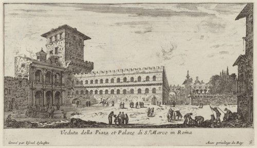 Veduta della Piaza et Palazo di St. Marco in Roma, 1640-1660. Creator: Israel Silvestre.