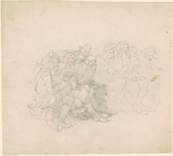 Men in Seventeenth-Century Costumes [recto], c. 1850s. Creator: Emanuel Gottlieb Leutze.