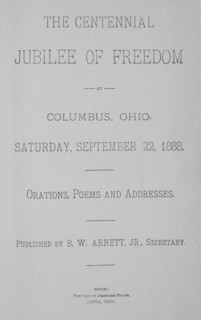 The Centennial Jubilee of Freedom at Columbus, Ohio, title page, 1888. Creator: Unknown.
