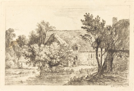 A House and a Shaded Cottage on the Banks of a River, c. 1770. Creator: Nicolas Perignon.