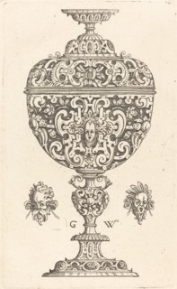 Goblet decorated with a masque with open mouth, published 1579. Creator: Georg Wechter I.