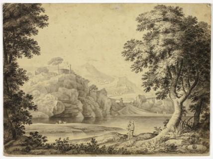 Italianate Landscape with Lake and Castle on Cliffs, n.d. Creator: Harriette Anne Seymour.