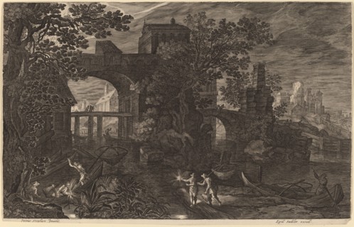 Nocturnal Landscape with River Fishermen outside City Walls. Creator: Aegidius Sadeler II.
