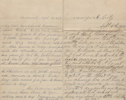 Correspondence between an African-American husband and wife, 1883-1889.  Creator: Unknown.