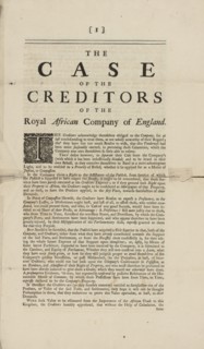 The case of the creditors of the Royal African Company of England, 1751. Creator: Unknown.