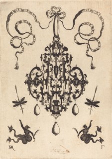 Large Pendant, Lower Left and Right Two Creatures of the Sea, 1596. Creator: Daniel Mignot.